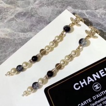 Chanel Pearl Long Earrings AB2438 Black/Silver/White 2019 Collection CE01878