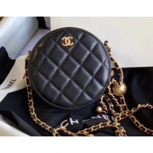 Chanel Pearl on Chain Round Clutch with Chain Bag Black 2020 CE03787