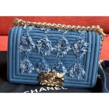 Chanel Pleated Denim Boy Flap Small Bag 2019 CE03765