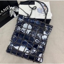 Chanel Printed Cotton Shopping Tote Bag with Chains AS1383 2020 CE03514