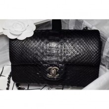Chanel Python Classic Flap Small Bag A1116 Black/Silver CE04094