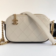 Chanel Quilted Calfskin Button Side Camera Case Bag A57574 White 2019 Collection CE04140