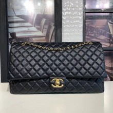 Chanel Quilted Calfskin Maxi Classic Flap Boarding Bag A91169 Black/Gold 2020 Collection CE03678