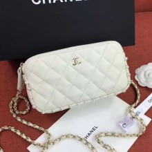 Chanel Quilted Calfskin Pearl Clutch with Chain White 2020 Collection CE02889