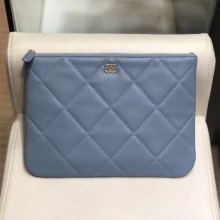 Chanel Quilted Lambskin 19 Pouch A86088 Blue 2019 Collection CE04323