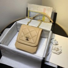 Chanel Quilted Lambskin Vertical Flap Bag AS1895 Beige 2020 Collection CE04022