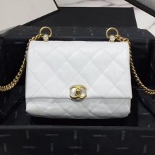Chanel Quilted Leather Pearl Trim Small Flap Bag AS1170 White 2019 Collection CE02289