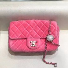 Chanel Quilted Velvet Flap Bag with Crystal Ball AS1787 Pink 2020 Collection CE02265