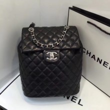 Chanel Quilting sheepskin Backpack Bag A91121 black with silver hardware CE03033
