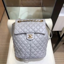 Chanel Quilting sheepskin Backpack Bag A91121 gray with gold hardware CE01644