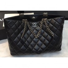 Chanel Quilting Shopping Tote Bag Black/Silver 2019 CE00933
