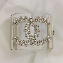 Chanel Resin Double Pearl CC Cuff Bracelet 2019 Collection CE02238