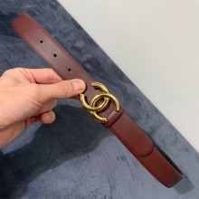 Chanel Reversible Calfskin Belt 30mm with CC Buckle Burgundy Collection CE01612