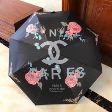 Chanel Rose Bloom Print Umbrella Black 2020 Collection CE01234