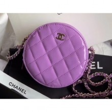 Chanel Round Classic Clutch with Chain Bag AP0245 Patent Mauve 2020 CE03498