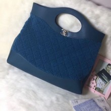Chanel Shearling Sheepskin 31 Medium Shopping Bag AS1010 Blue 2019 Collection CE02171