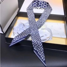 Chanel Silk Twill Slim Bandeau Scarf 10x120cm AA0095 Blue 2019 CE01554