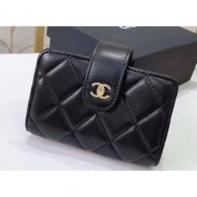 Chanel Small Card Holder 31522 Lambskin Black CE02150
