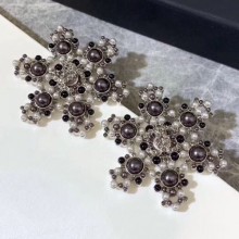 Chanel Snowflake Stud Earrings AB2208 Black 2019 Collection CE04276