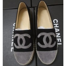 Chanel Suede CC Logo Espadrilles Black/Gray CE00751