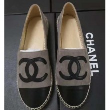 Chanel Suede CC Logo Espadrilles Camel/Black 01 CE03671