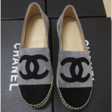 Chanel Suede CC Logo Espadrilles Gray/Black 01 CE01203