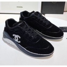 Chanel Terry-cloth & Goatskin Classic Sneaker Black 02 2020 Collection CE04014