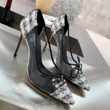 Chanel Tweed Transparent Lace-up High-Heel Pumps White 2019 Collection CE02403