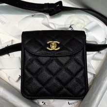 Chanel Vintage Quilted Grained Calfskin Waist Bag A88861 Black 2020 Collection CE03669