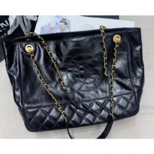 Chanel Waxy Calfskin Shopping Tote Bag Black 2020 CE01346