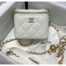 Cheap Chanel Lambskin Small Classic Box with Chain And Gold Metal Ball AP1447 White 2020 Collection CE04346