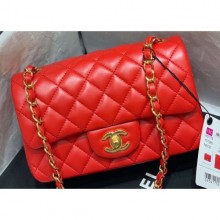 Cheap Chanel Original Quality Small Classic Flap Bag 1116 in Sheepskin Red with Gold Hardware CE02462