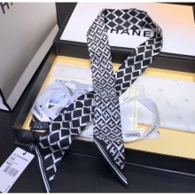 Cheap Knockoff Chanel Silk Twill Slim Bandeau Scarf 10x120cm AA0095 Black 2019 CE00598