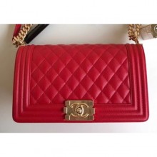 Copy Chanel Caviar Leather Boy Flap Medium Bag Red CE02685