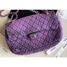 Copy Chanel Denim Large Classic Flap Bag Purple 2020 CE04068