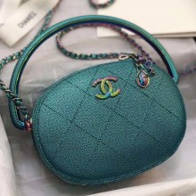 Copy Chanel Grained Metallic Lambskin and Rainbow Metal Camera Case AS0764 Blue 2019 Collection CE01996