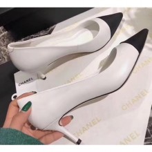 Copy Chanel Heel 6.5cm Pumps White 2019 CE01919