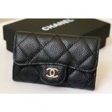 Copy Chanel Key Holder Wallet 31511 Grained Calfskin Black CE02615