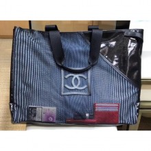 Copy Chanel Mesh and PVC Shopping Tote Large Bag Black 2019 CE04386