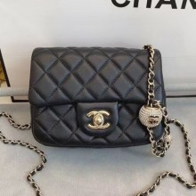 Copy Chanel Quilted Leather Flap Bag with Crystal Ball AS1786 Black 2020 Collection CE01393