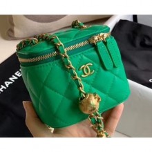 Copy Designer Chanel Pearl on Chain Small Classic Box with Chain Bag AP1447 Green 2020 CE03795