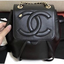 Designer Chanel Lambskin CC Logo Backpack Bag AS0325 Black 2019 CE02504