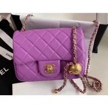 Designer Chanel Pearl on Chain Classic Flap Bag AS1786 Mauve 2020 CE04253