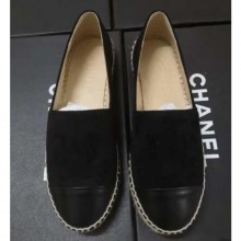 Designer Chanel Suede CC Logo Espadrilles Black CE01052