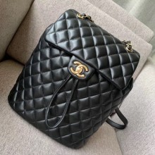 Designer Imitation Chanel Quilting sheepskin Backpack Bag A91121 black with gold hardware CE03315