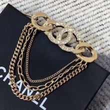 Fake Best Chanel CC Chain Brooch AB1404 Gold/Crystal 2019 Collection CE01708