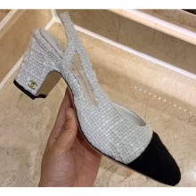 Fake Chanel Heel 6.5cm Slingbacks G31318 Tweed 03 2020 CE01555
