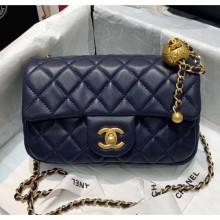 Fake Chanel Lambskin & Gold-Tone Metal Flap Bag AS1787 Navy Blue 2020 Collection CE03561