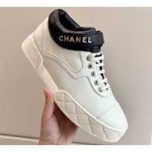 Fake Chanel Lambskin Sneakers G34967 Ivory White 2019 CE04268