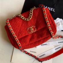 Fake Replica Chanel 19 Tweed Small Flap Bag AS1160 Red 2019 Collection CE03581